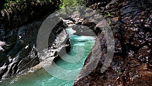 Spectacular canyon with river and turquoise water in the Antigorio valley