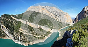 Spectacular cliff and reservoir in Montrebei Catalonia