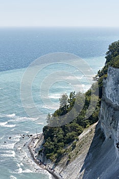 Spectacular cliffs of Mons Klint on Mon Island in Denmark. Top view