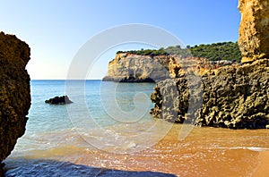 Spectacular cliffs on Senhora Da Rocha Nova Beach