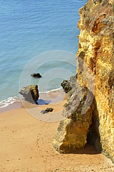 Spectacular cliffs on Senhora Da Rocha Nova Beach