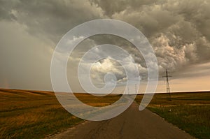 Spectacular cloudscape over road