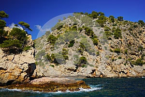 Spectacular coastline, Cala en Feliu, northern Majorca, Balearic Islands, Spain.