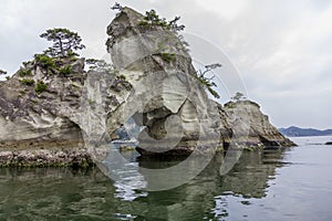 Spectacular coastline in Matsushima, traditionally regarded as o