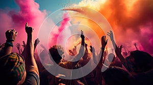 Spectacular Colorful Revelry of the Holi Festival. Generative AI photo