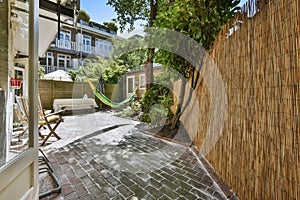Spectacular courtyard of the house with hammock