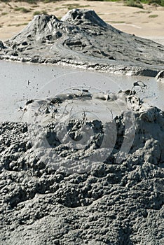 Spectacular eruptions of mud volcanoes caused by methane in vulcanii noroiosi near berca village buzau county romania