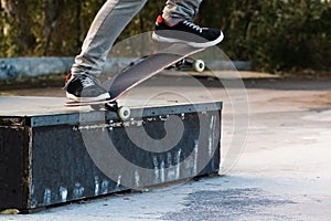 skate grind with skateboard photo