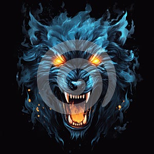 Spectacular Fantasy Art, Malevolent Wolf Blue Flames