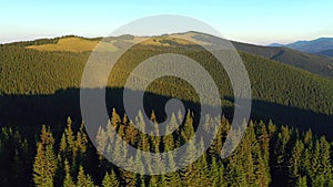 Spectacular footage of a wild mountains from a bird`s eye view. Carpathian National Nature Park, Ukraine