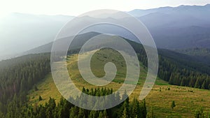 Spectacular footage of a wild mountains from a bird`s eye view. Carpathian National Nature Park, Ukraine