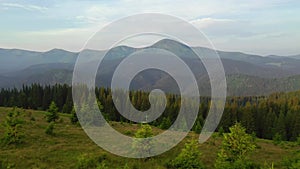 Spectacular footage of a wild mountains from a bird`s eye view. Carpathian National Nature Park, Ukraine