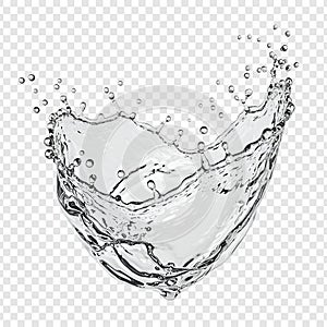 Energetic Heart-Shaped Transparent Water Splash, Transparent Background