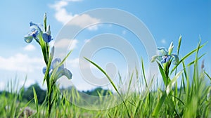 Spectacular Japanese Photography: Two Blue Flowers In Green Grass