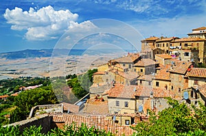 Spectacular landscape of the old town of Volterra in Tuscany, Italy