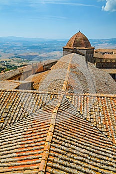 Spectacular landscape of the old town of Volterra in Tuscany, Italy