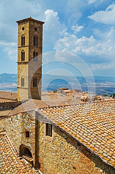 Spectacular landscape of the old town of Volterra in Tuscany, Italy