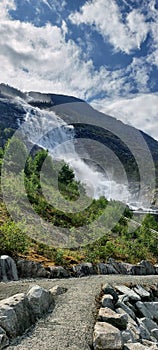 The spectacular Langfoss waterfall in Norway.