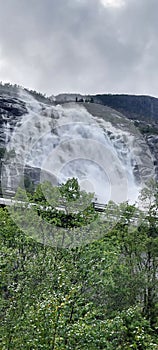 The spectacular Langfoss waterfall in Norway.