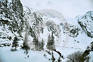 A spectacular mountain landscape with a lot of snow