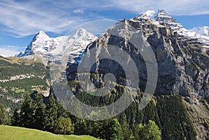 Spectacular mountain views between Murren and Allmendhubel (Berner Oberland, Switzerland)