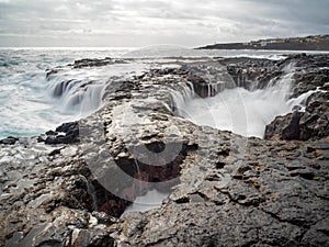 Spectacular natural phenomenon of Bufadero de la Garita photo