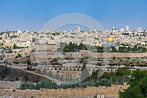 Spectacular panorama of Jerusalem, the city of the three religions