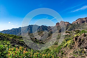 Spectacular panoramic view of Fataga valley on Gran Canaria (Grand Canary)