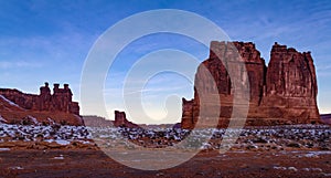 Spectacular panoramic view of `The Organ` in Arches National Park in Moab, Utah