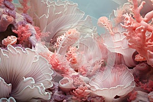 Spectacular Pink coral reef ocean nature closeup. Generate Ai