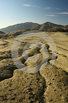 Spectacular rifts in barren arid soil.