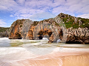 Spectacular rock formations on the coast of Cantabria, Spain photo