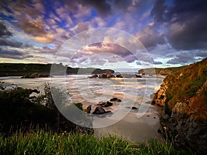 Spectacular rock formations on the coast of Cantabria, Spain photo