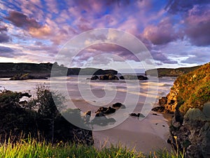 Spectacular rock formations on the coast of Cantabria, Spain photo