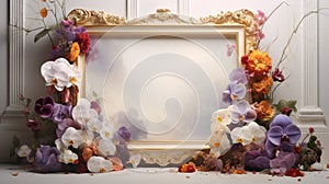 Spectacular Rococo-inspired Picture Frame With Eclectic Floral Backdrop
