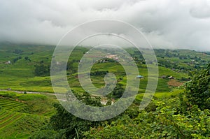 Spectacular rural landscape with green rice terraces photo