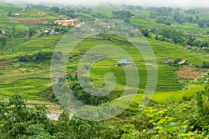 Spectacular rural landscape with green rice terraces photo