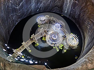 Spectacular salt mine in Turda county, Romania