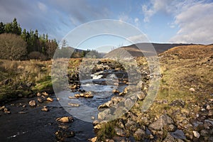 Spectacular scenery, wild vegetation and crystal clear rivers and streams in Wild Nephin National Park in County Mayo Ireland.