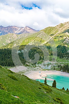 Spectacular scenic Big Almaty Lake ,Tien Shan Mountains in Almaty, Kazakhstan,Asia