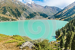 Spectacular scenic Big Almaty Lake , Tien Shan Mountains in Almaty, Kazakhstan, Asia