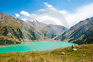 Spectacular scenic Big Almaty Lake ,Tien Shan Mountains in Almaty, Kazakhstan,Asia