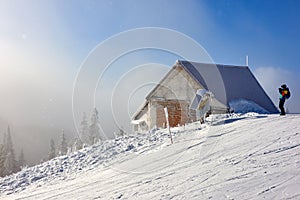 Spectacular ski slopes in the Carpathians,Poiana Brasov ski resort,Transylvania,Romania,Europe