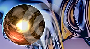 Spectacular sphere in front of multicolor background.3d render
