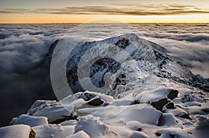 Spectacular sunrise in Carpathians Mountains