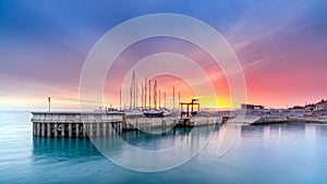 Spectacular sunrise at Greystones marina, County Wicklow, Ireland