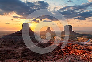Spectacular sunrise at Monument Valley, Arizona photo