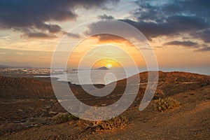 Spectacular sunrise from Yellow Mountain (MontaÃ±a Amarilla) in Tenerife. photo