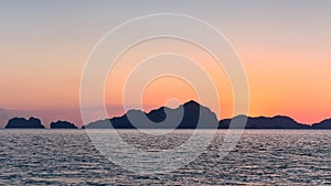 Spectacular sunset as viewed from Seven Commandos Beach in Philippines