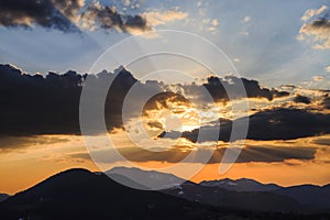 Spectacular sunset in Carpathians Mountains